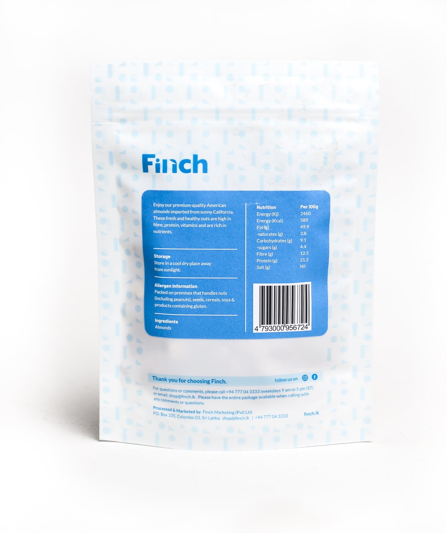 Finch California Almonds - RAW - 75g