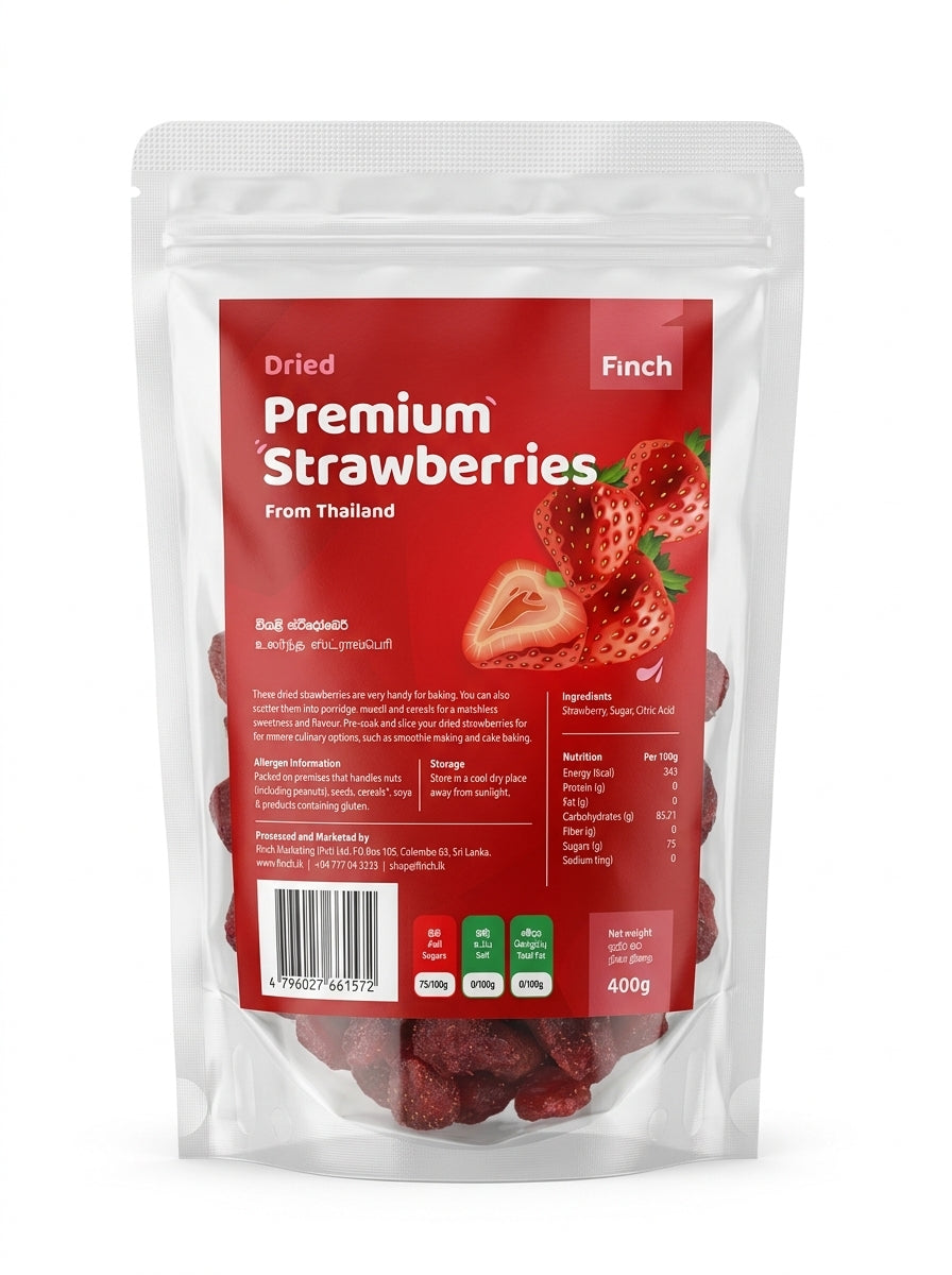 Finch Dried Premium Strawberries 400g