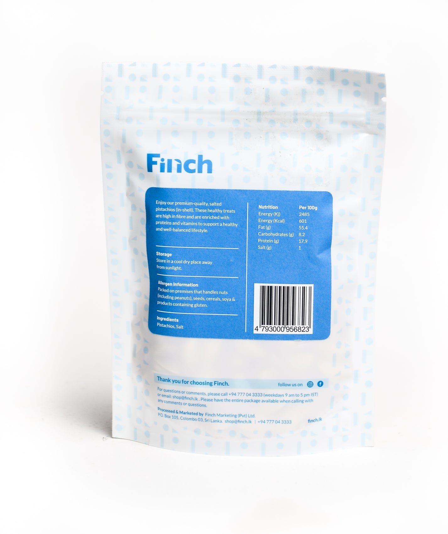 Finch Pistachio Nuts In Shell 75g