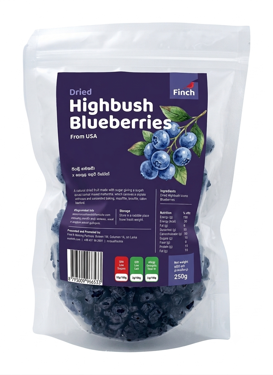Finch Dried Highbush Blueberries 500g
