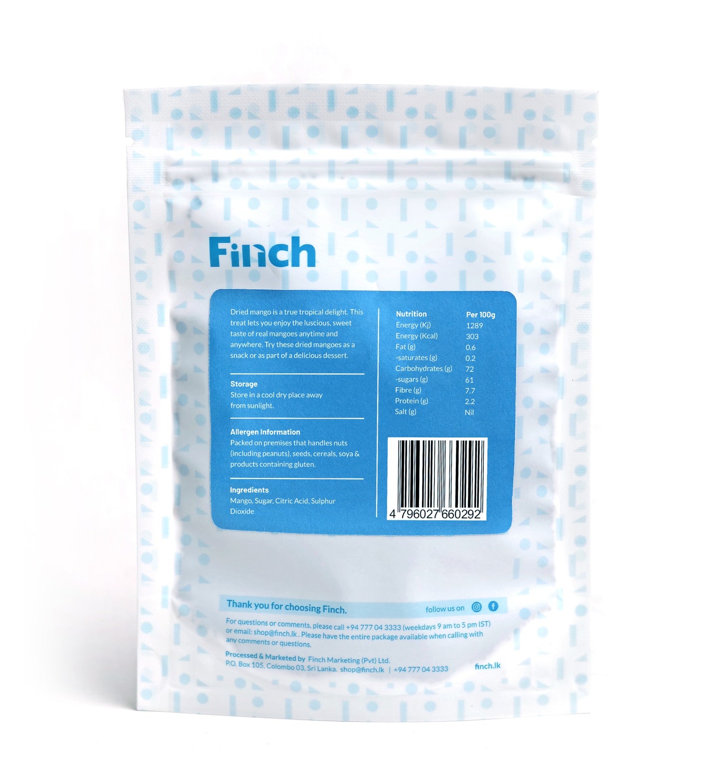 Finch Dried Mango Slices 75g