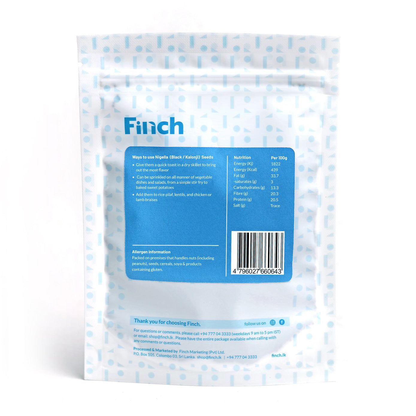 Finch Nigella Seeds (Black Seeds / Kalonji) 150g