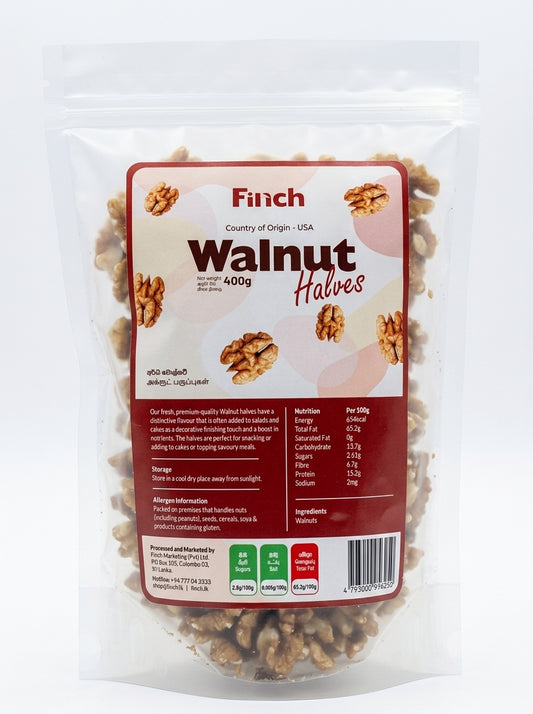 Finch Raw Californian Walnuts Halves 400g