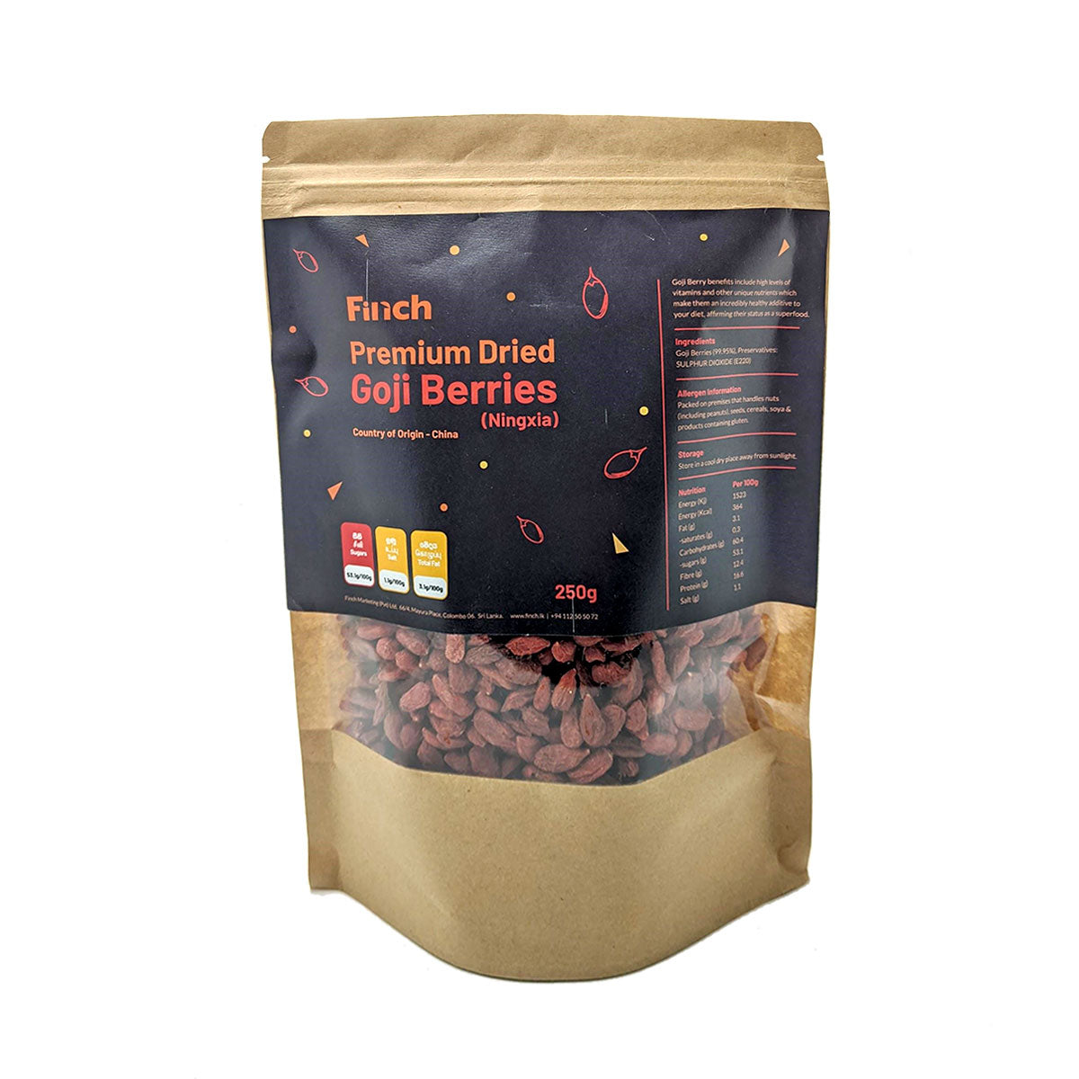Finch Premium Dried Goji Berries (Ningxia)  250g